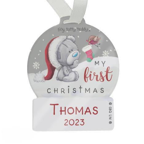 Personalised First Christmas Tiny Tatty Teddy Acrylic Snow Globe Decoration  £12.99