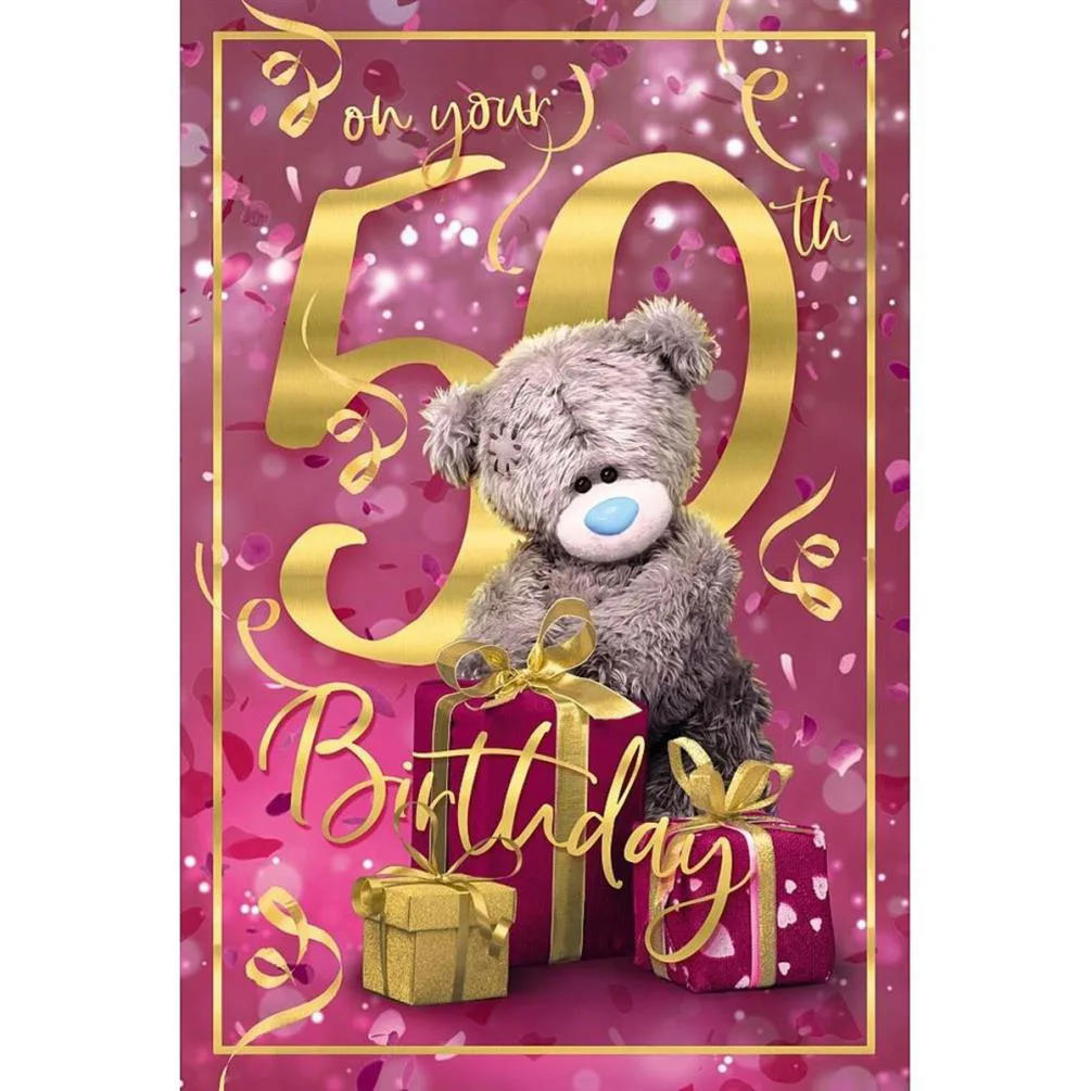 3D Holographic Purple 50th Birthday Me to You Bear Card