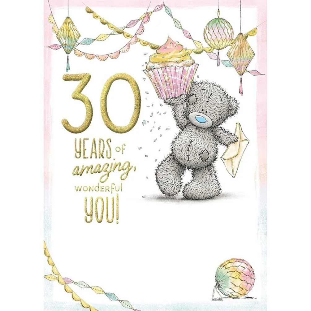 30th Bear Holding Cup Cake Me to You Birthday Card