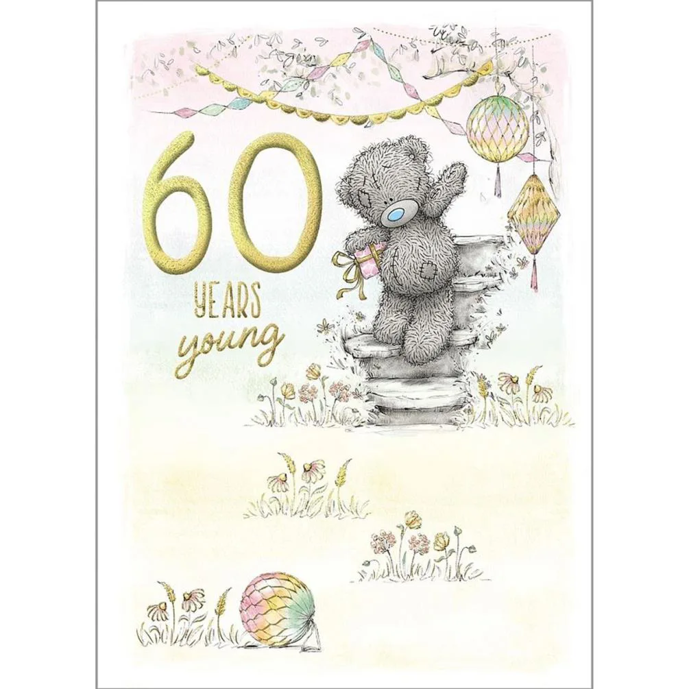 60th Bear on Steps Me to You Bear Birthday Card