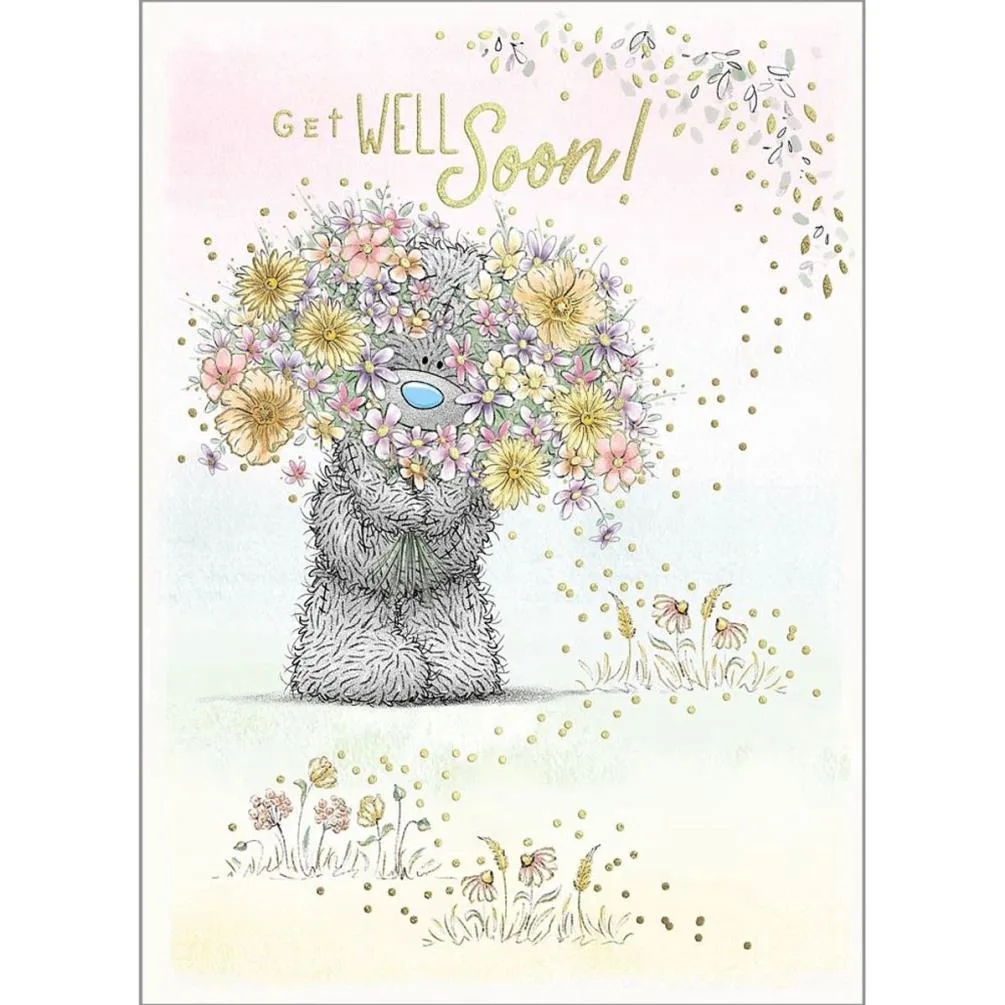 Bear Peaking Through Bouquet Me to You Bear Get Well Soon Card