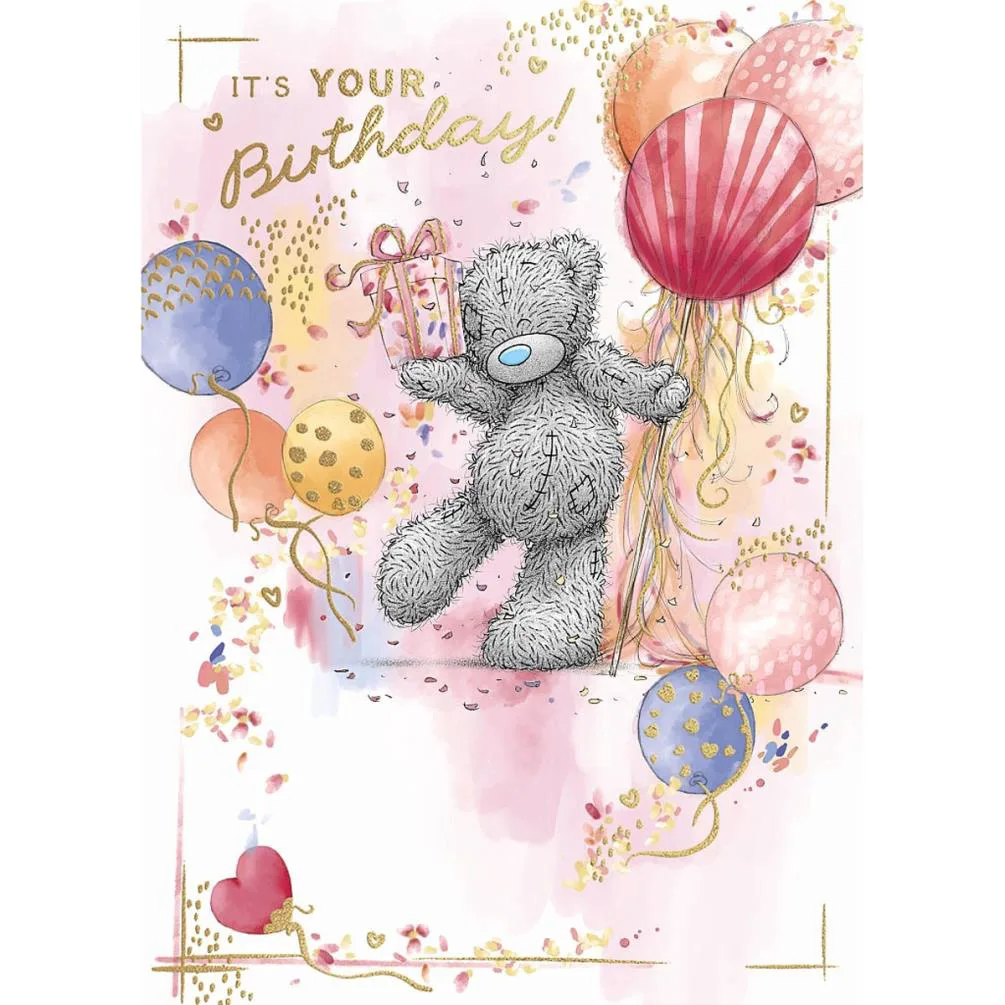 Balloons & Gift Me to You Bear Birthday Card