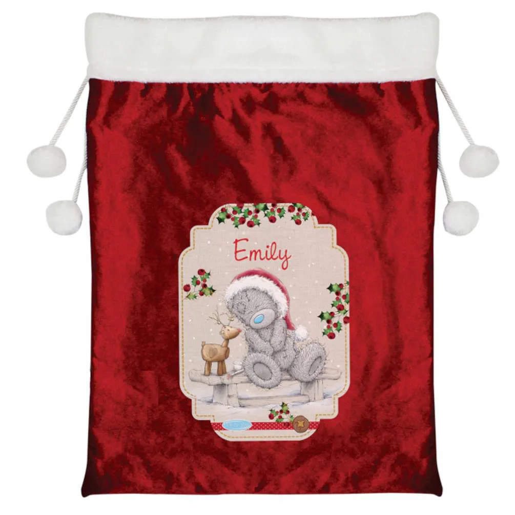 Personalised Me to You Reindeer Luxury Pom Pom Christmas Sack