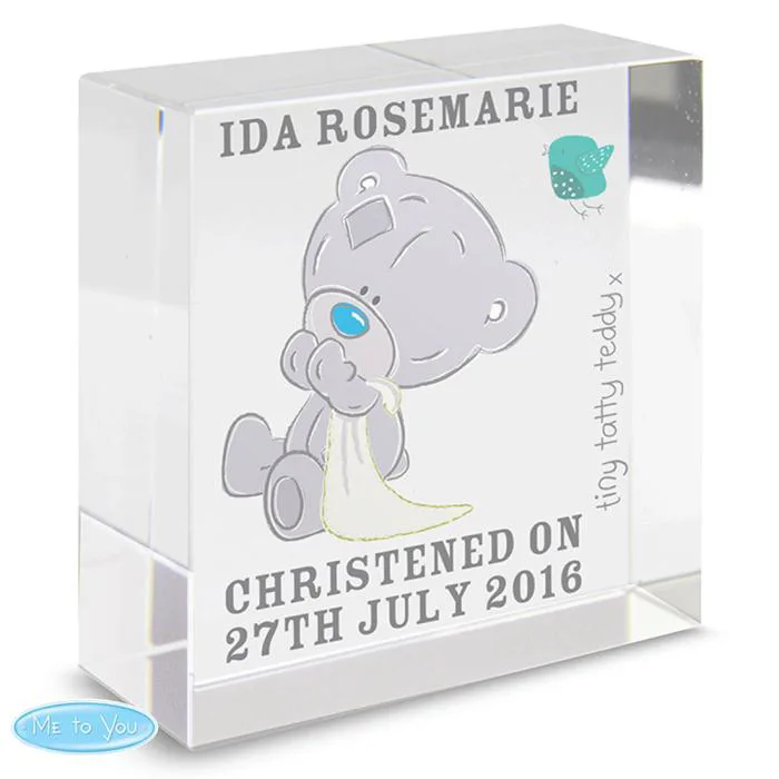 Personalised Tiny Tatty Teddy Medium Crystal Block