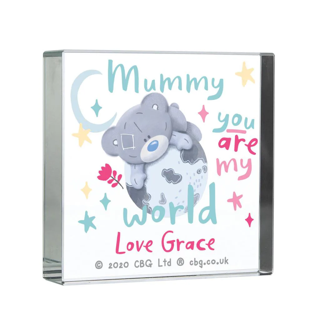 Personalised You Are My World Me to You Large Crystal Block