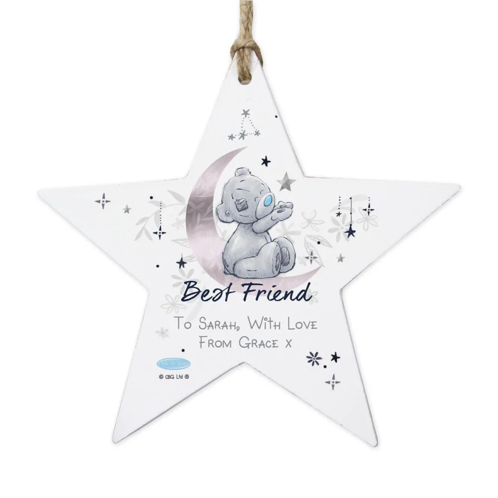 Personalised Moon & Stars Me to You Wooden Star Decoration