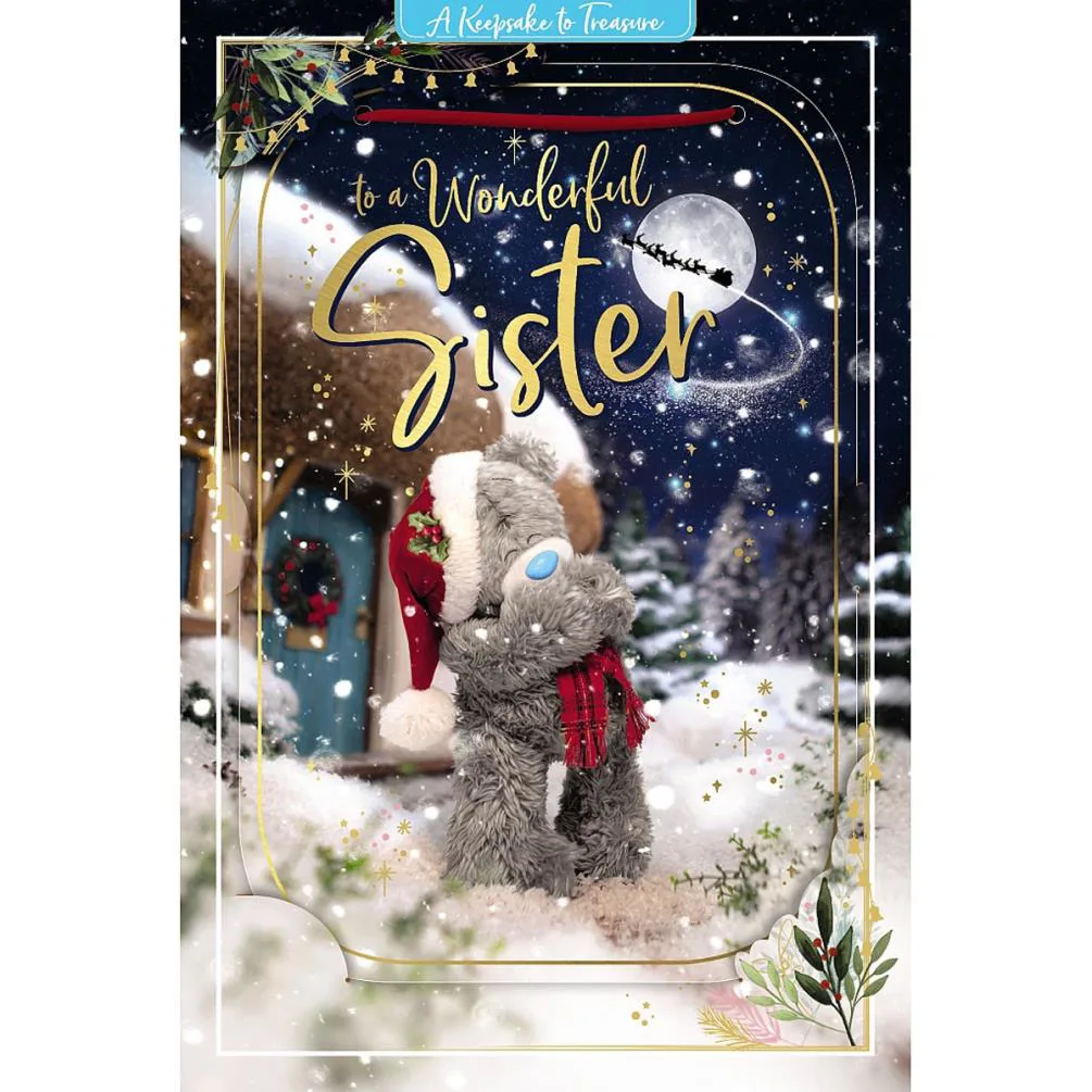 3D Holographic Wonderful Sister Me to You Bear Christmas Card