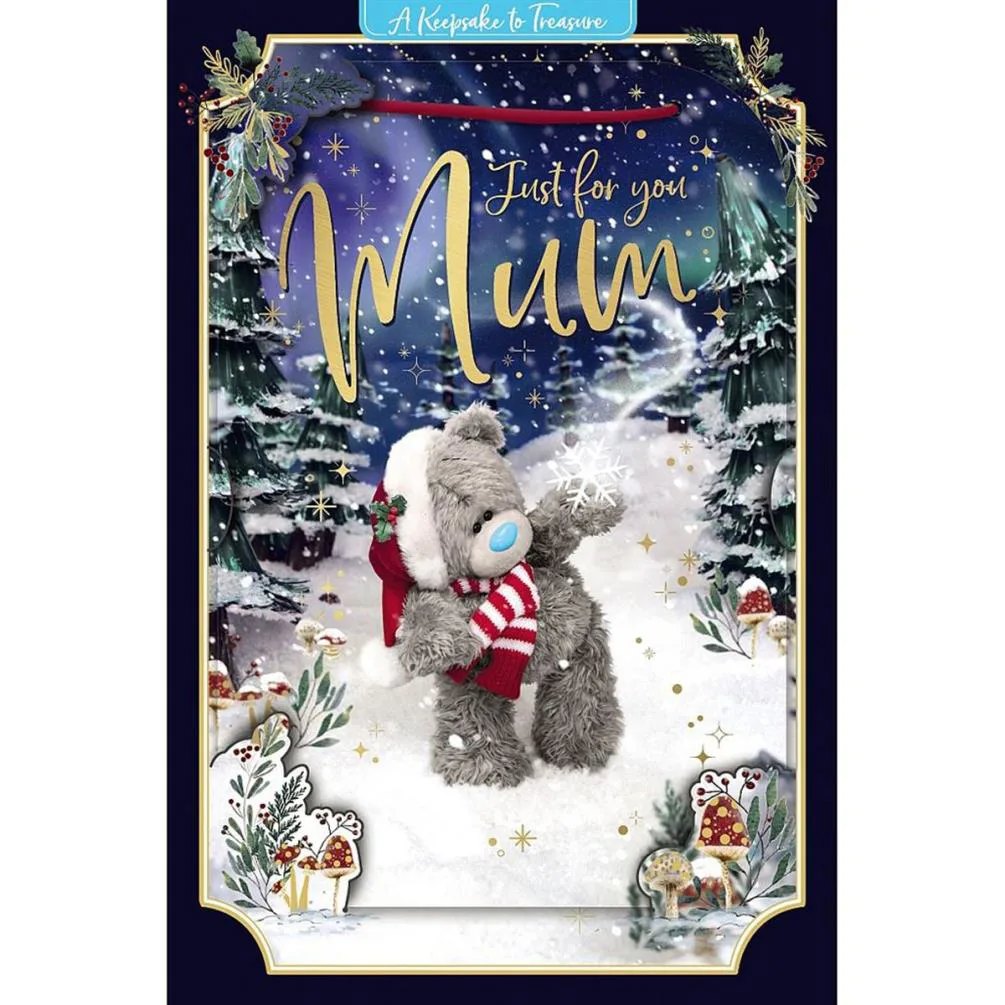 3D Holographic Just for You Mum Me to You Bear Christmas Card