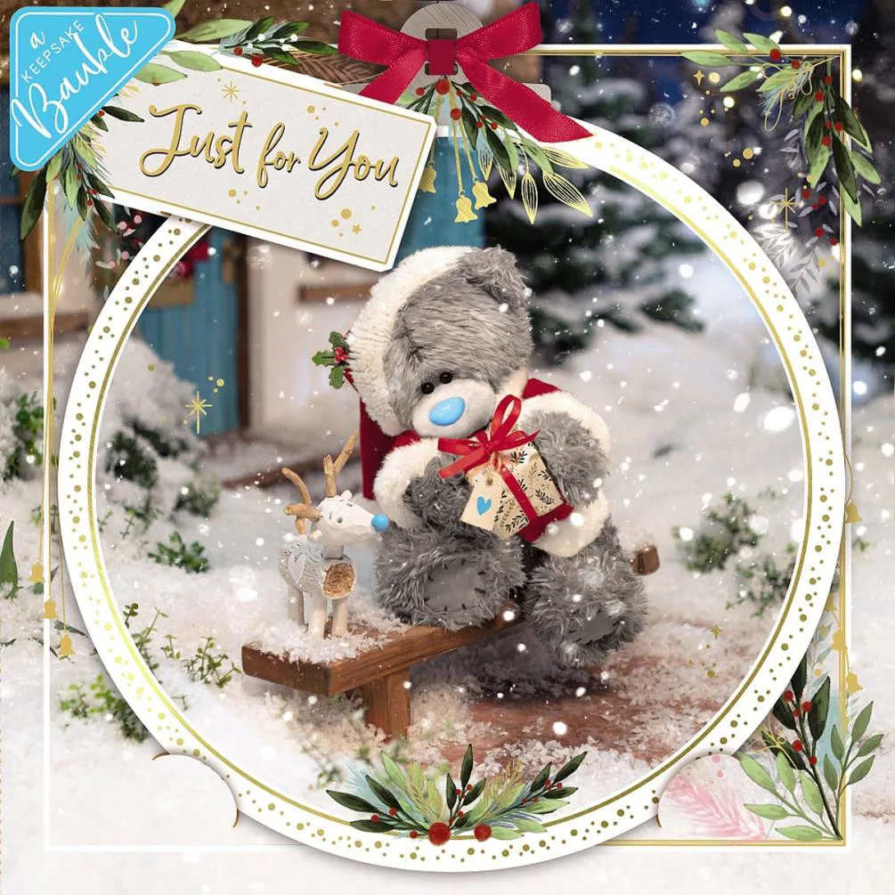 3D Holographic Just For You Me to You Bear Christmas Card