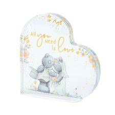 Me to You Glass Heart Shaped Wedding Plaque