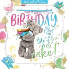 3D Holographic Holding Cake Me to You Bear Birthday Card