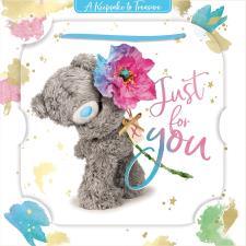 3D Holographic Just For You Flower Me to You Bear Card