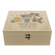 Personalised Tiny Tatty Teddy Jungle Animals Keepsake Box