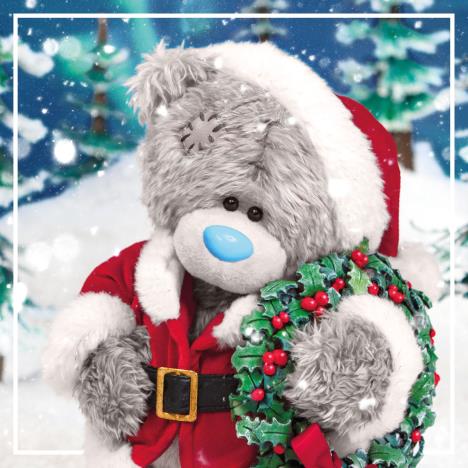 3D Holographic Dressed As Santa With Wreath Me to You Bear Christmas Card XLV93015 Me to You Online